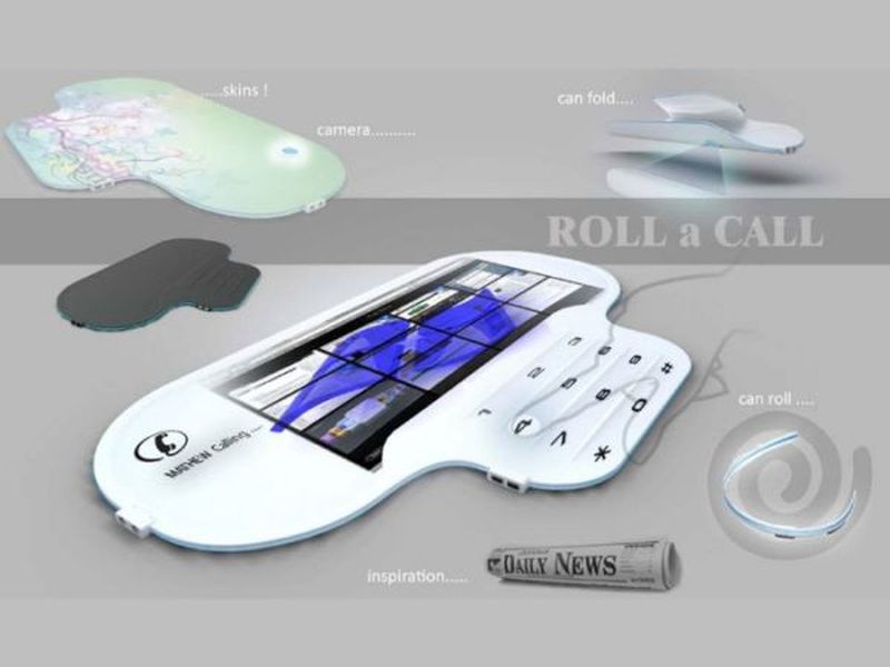 Roll-a-call foldable cellphone concept