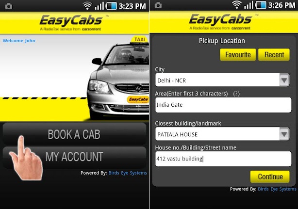EasyCabs application now to give realtime location of your cab