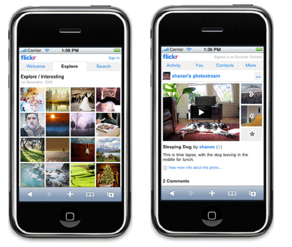 Flickr mobile site