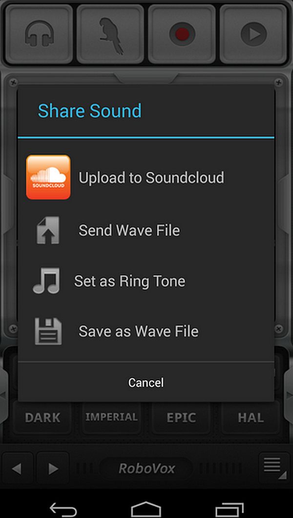 Share sounds. ROBOVOX. Voice Changer Pro. Voice Changer Android. Voice Changer app.